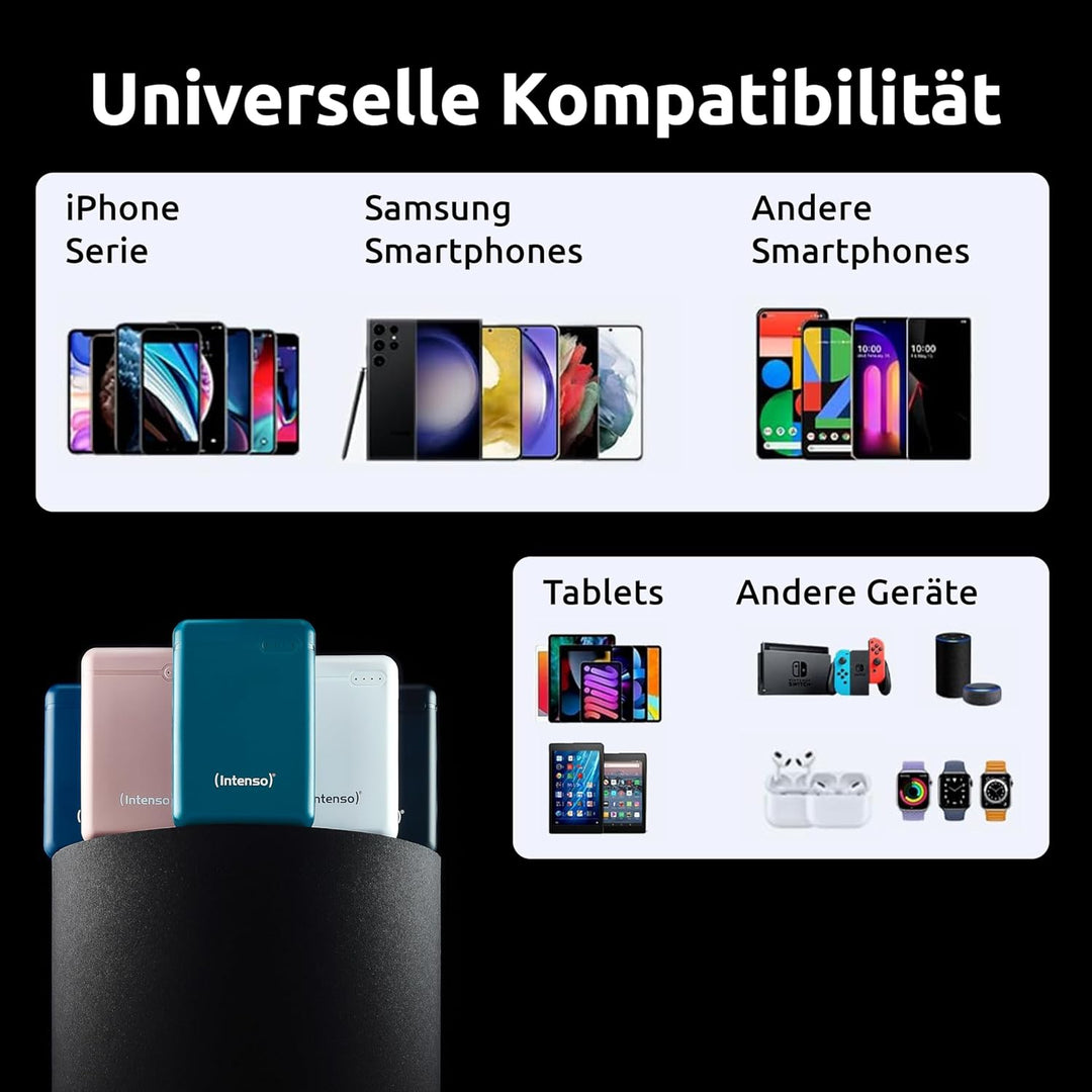 Intenso Powerbank XS10000 – 10.000 mAh – Kompakter externer Akku für Smartphone, Tablet & Kamera, US