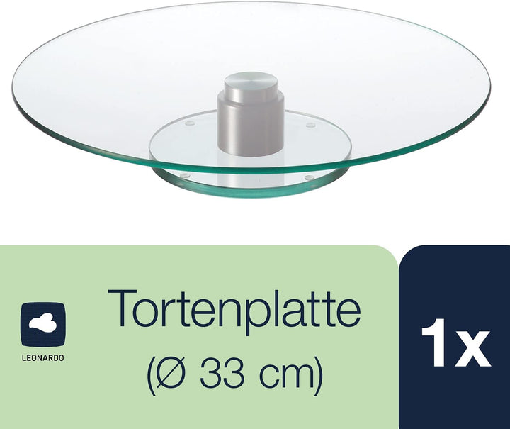 Leonardo Turn Tortenplatte, drehbarer Kuchen teller mit Fuss, Glasplatte für Gebäck, Servier-Platte