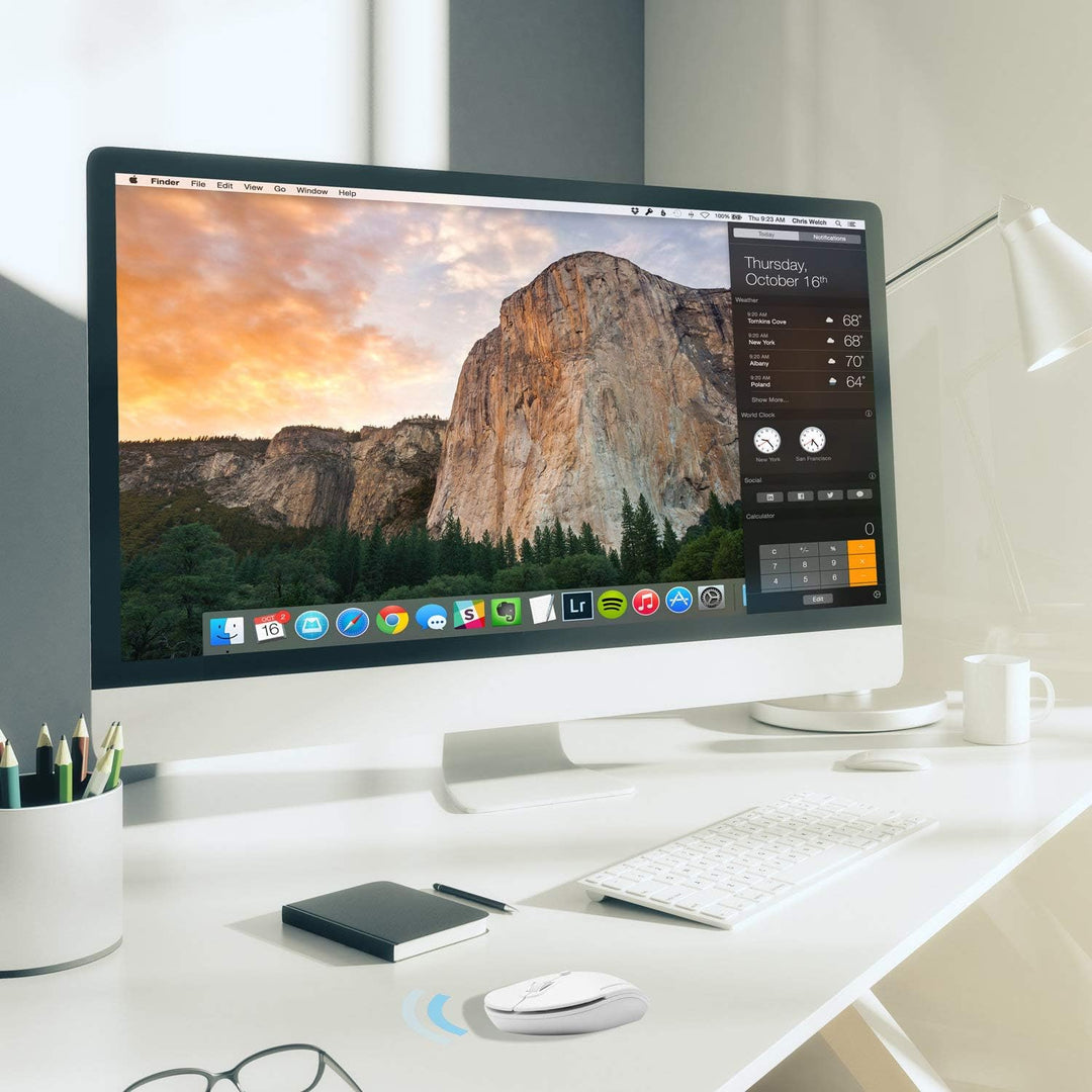 Macally BTDYNAMOUSE-W, optische Bluetooth Maus mit 3 Tasten und Scrollrad, drahtlose Mouse für Mac u