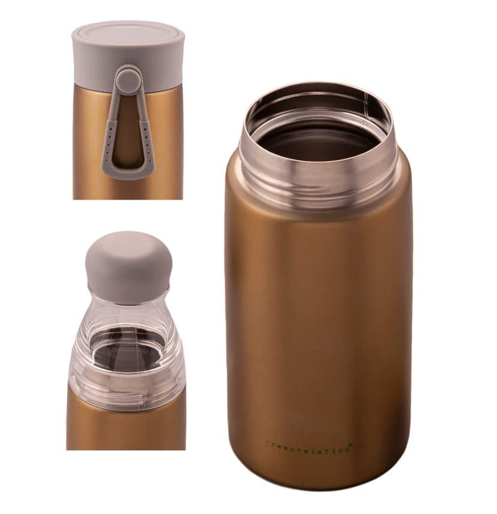 greenrelation 2lidsbottle+ Thermosflasche Thermo Coffee To Go Thermobecher Trinkflasche Edelstahl Tr