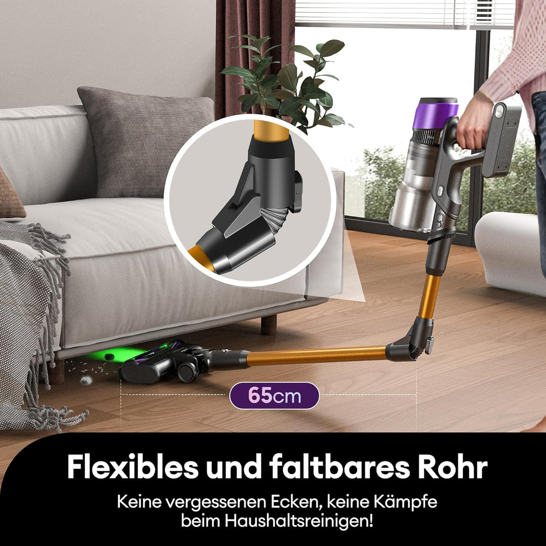 Ultenic Akku Staubsauger,55KPA/600W/60Mins Staubsauger Kabellos mit 180° klappbarem Rohr, 1,5L Gross