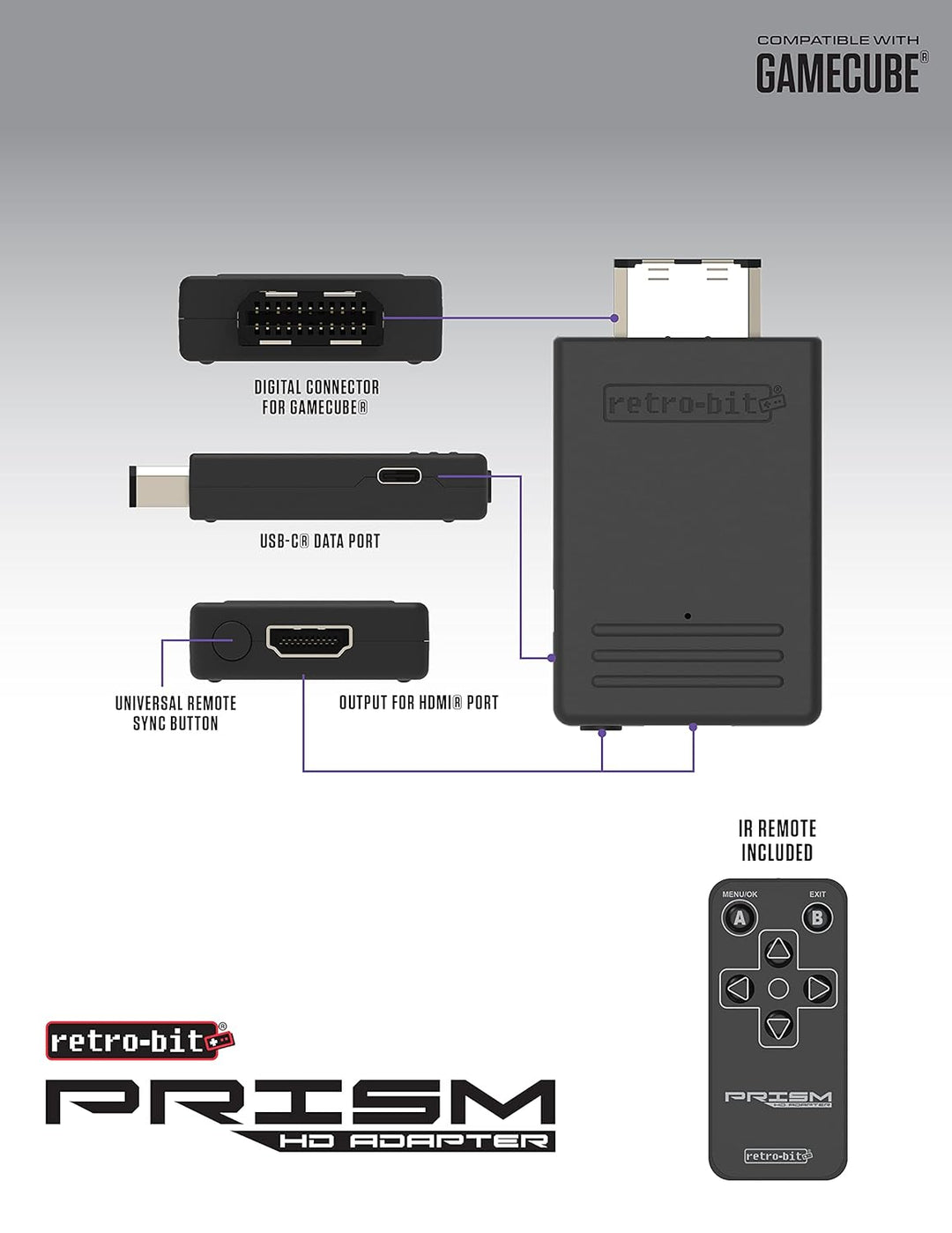 Retro-Bit Prism HDMI Adapter for Gamecube Single, Single