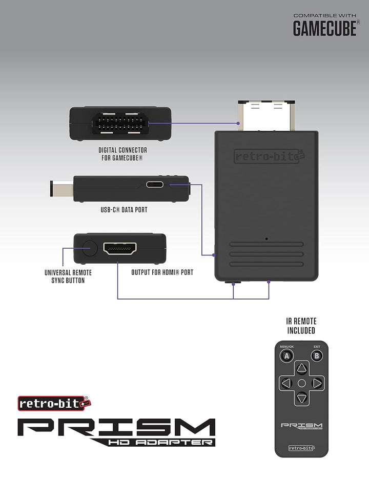 Retro-Bit Prism HDMI Adapter for Gamecube Single, Single