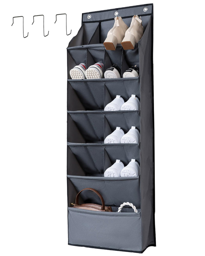 Schuh Organizer Hängend, Hängend Schuhaufbewahrung mit Hake, Tür Schuhregal mit 15 Tiefe Taschen für
