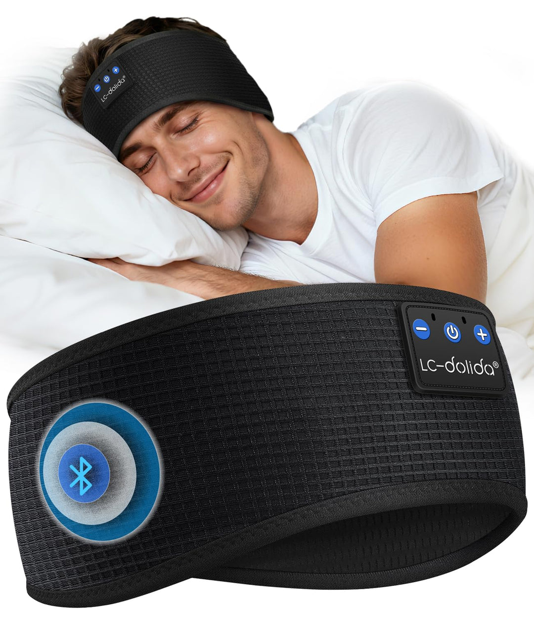 LC-dolida Schlafkopfhörer Bluetooth Stirnband Sport-Kopfhörer, Kabellos Kopfhörer zum Schlafen 15+ S