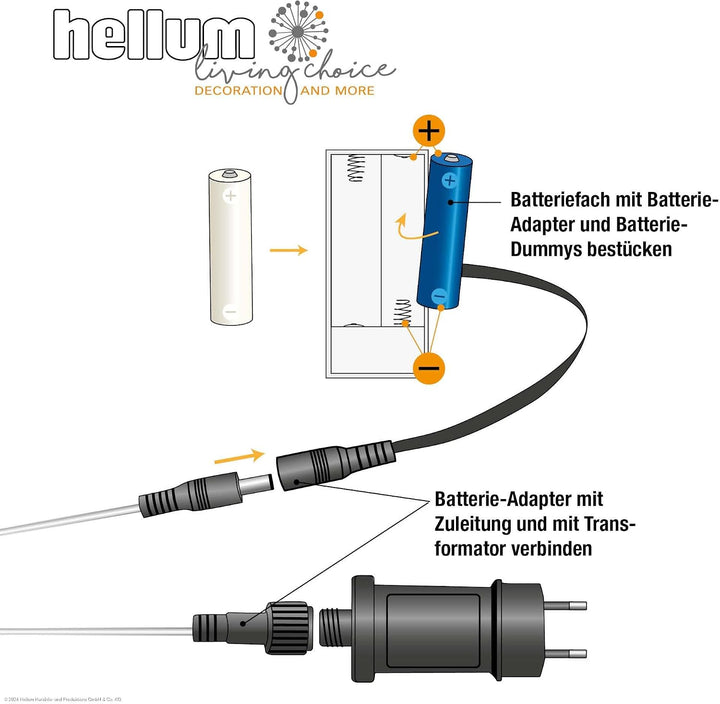 Hellum Batterieadapter 2X AAA 3 V Netzteil Adapter 2 AAA Batterien, 1,8 m transparentes Kabel, flach