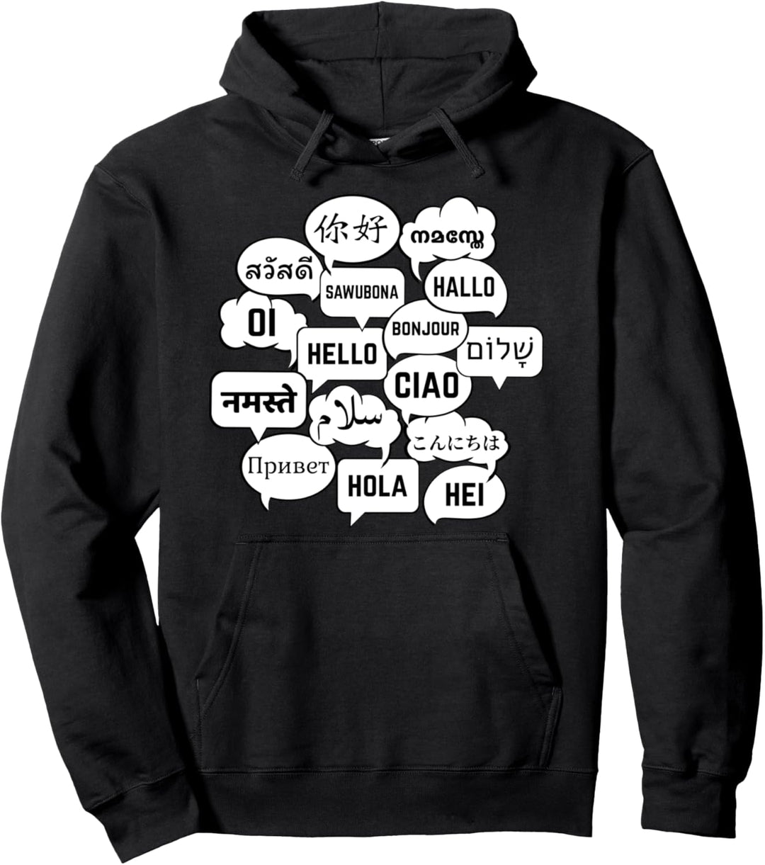Multilingual "Hello" Polyglot Globetrotter Language Lover Pullover Hoodie