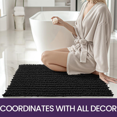 DEXI Badezimmerteppich 60 x 110 cm,Chenille Badematte rutschfest,weicher Badvorleger Maschinenwaschb