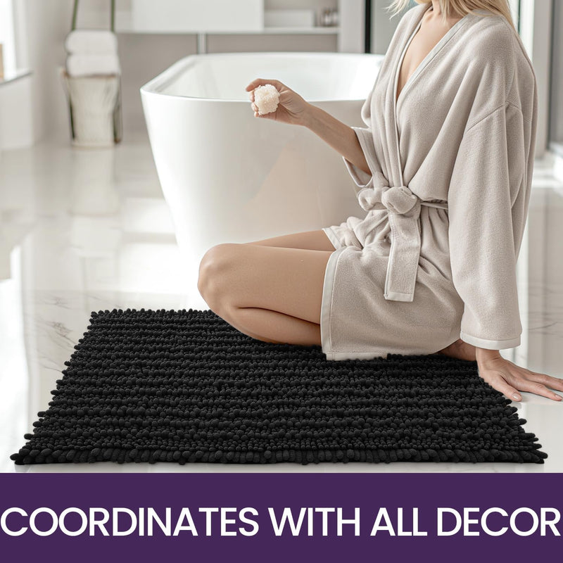 DEXI Badezimmerteppich 60 x 110 cm,Chenille Badematte rutschfest,weicher Badvorleger Maschinenwaschb