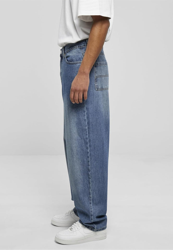 Urban Classics Herren Jeans mit tiefem Schritt 90's Baggy Pants weit geschnitten, mit Gürtelschlaufe