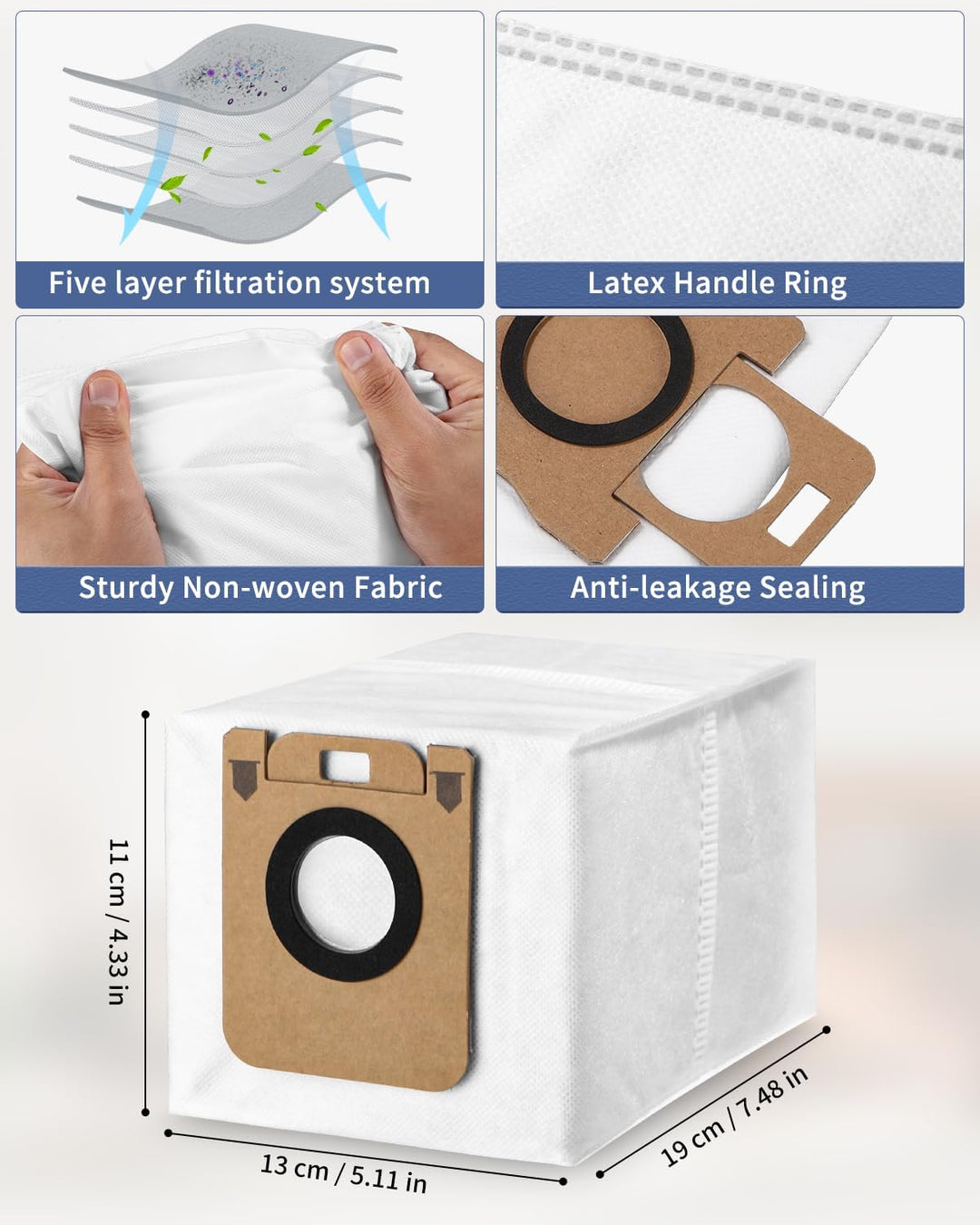 Zubehörset für Dreame L10s Ultra/L10 Ultra/L10 Prime Saugroboter, 2 Hauptbürste, 4 Filter, 4 Wischpa