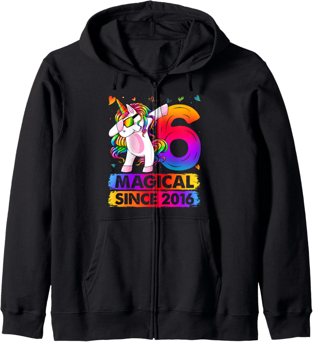 6 Jahre altes Einhorn tupfen 6. Geburtstag Mädchen Einhorn Party Kapuzenjacke