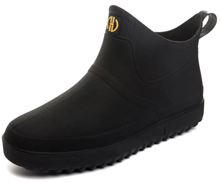 GURGER Gummistiefel Herren Damen Kurzschaft Wasserdicht Rutschfest Regenstiefel 40 EU G1 Schwarz, 40