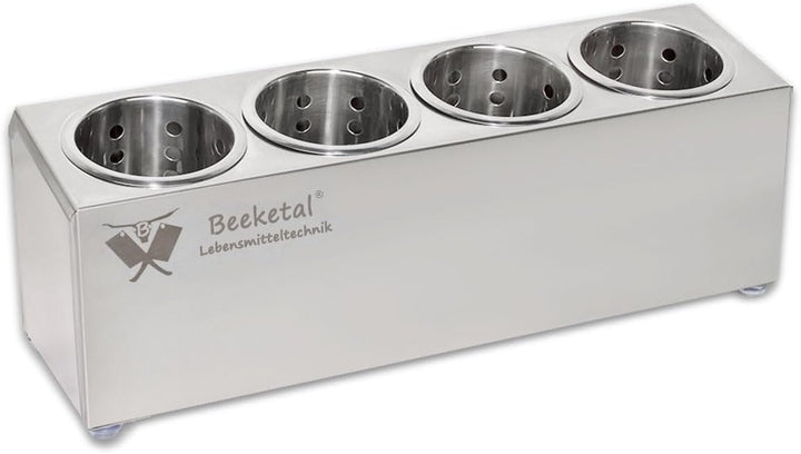 Beeketal 'BBK-4' Profi Gastro Besteckbehälter aus Edelstahl poliert inkl. 4 Köcher einreihig, entneh