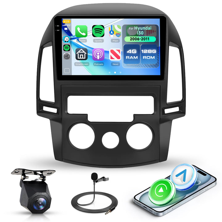 Rimoody 4G+128G Autoradio Android für Hyundai i30 2006-2011, 9 Zoll Bildschirm IN-Cell Autoradio mit