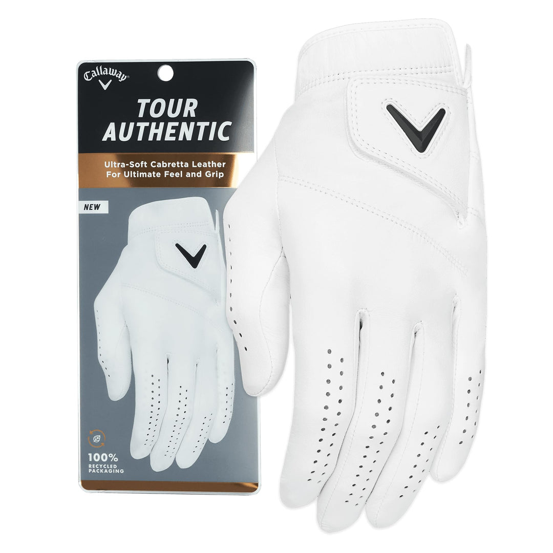 Callaway Golf 2022 Tour Authentic Handschuh Kadett (kürzere Finger) S Weiss Auf der linken Hand getr