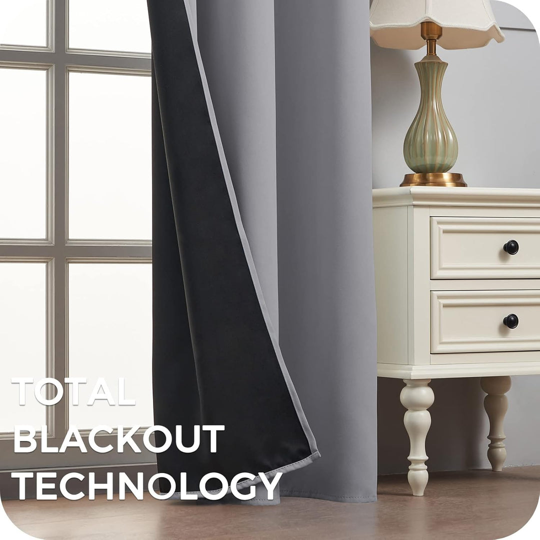 MRTREES Thermovorhang Kälteschutz Hellgrau Gardinen Blickdicht 2er Set Hellgrau 240x140 cm (HxB) Bli