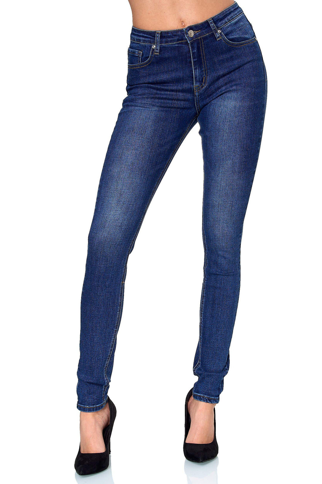 Elara Damen Hose Skinny Stretch Jeans 3 Längen Chunkyrayan 34W / 30L Dunkelblau Elara, 34W / 30L Dun