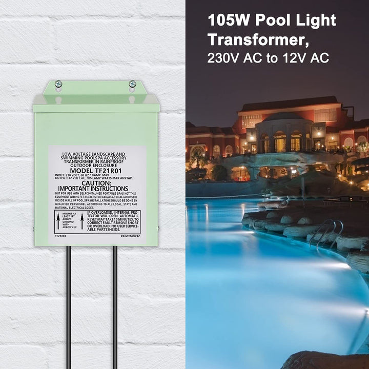COOLWEST LED Trafo 12V 105W, LED Transformator 230V Auf 12V AC für Niederspannung Poolbeleuchtung, S