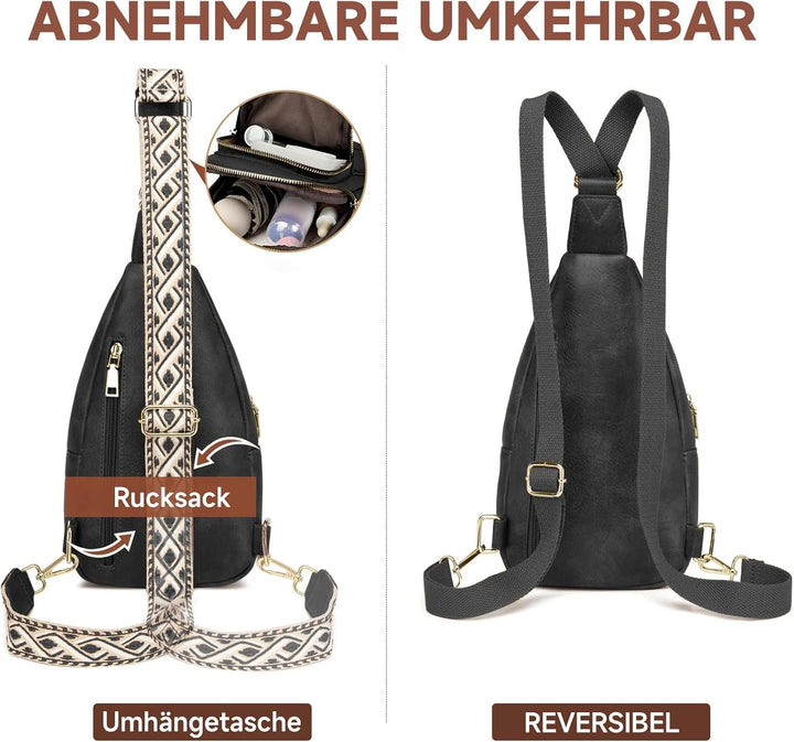 Kaiyaner Brusttasche Damen Umhängetasche Herren Crossbody Bag Handytasche zum umhängen 2 in 1 Schult