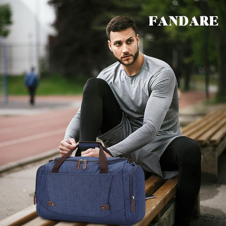 FANDARE Reisetasche Grosse Sporttasche Segeltuch Schultertasche Tote Handtasche Männer Weekender Tas