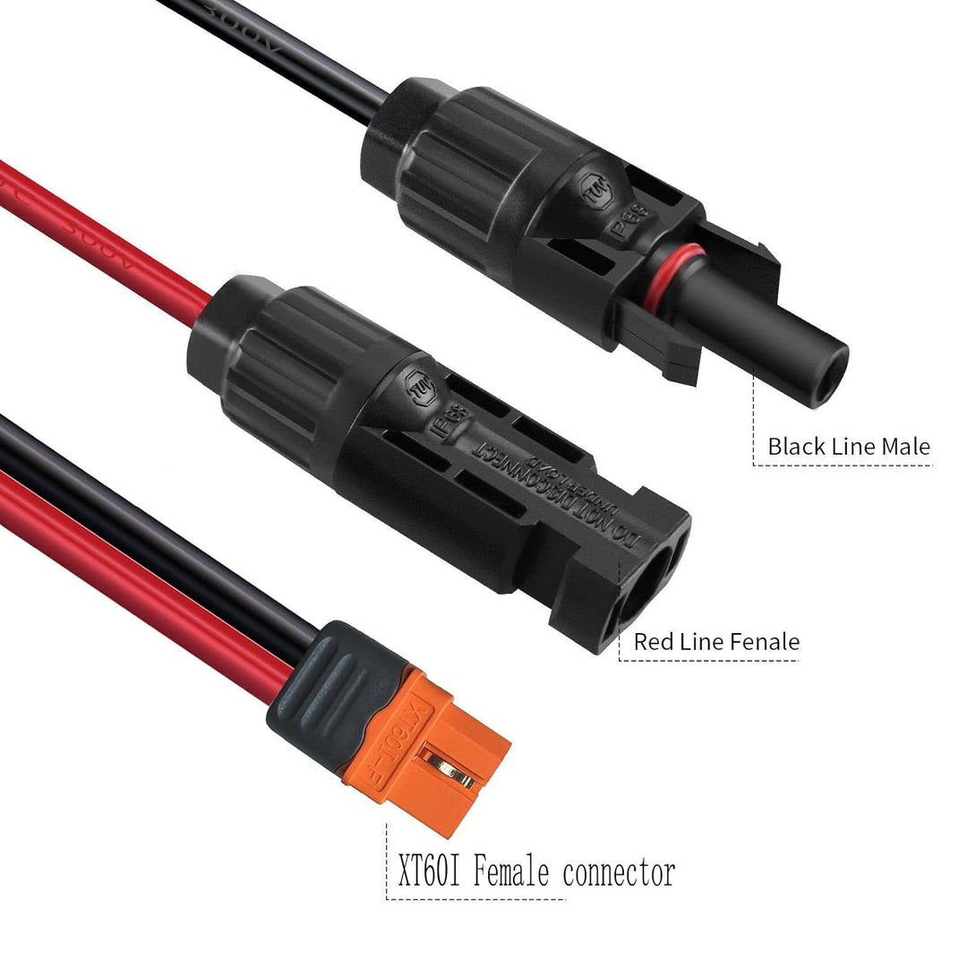 ZkeeShop Solarladekabel Solarstecker auf XT60i Adapter Stecker Anschluss Solarpanel 12AWG XT60i-F Ka