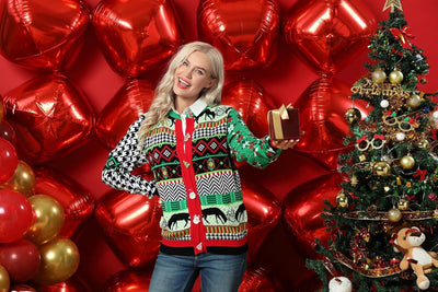U LOOK UGLY TODAY Hässlicher Weihnachtspullover Damen Unisex lustig Chunky Fair Isle Gestrickter Fes