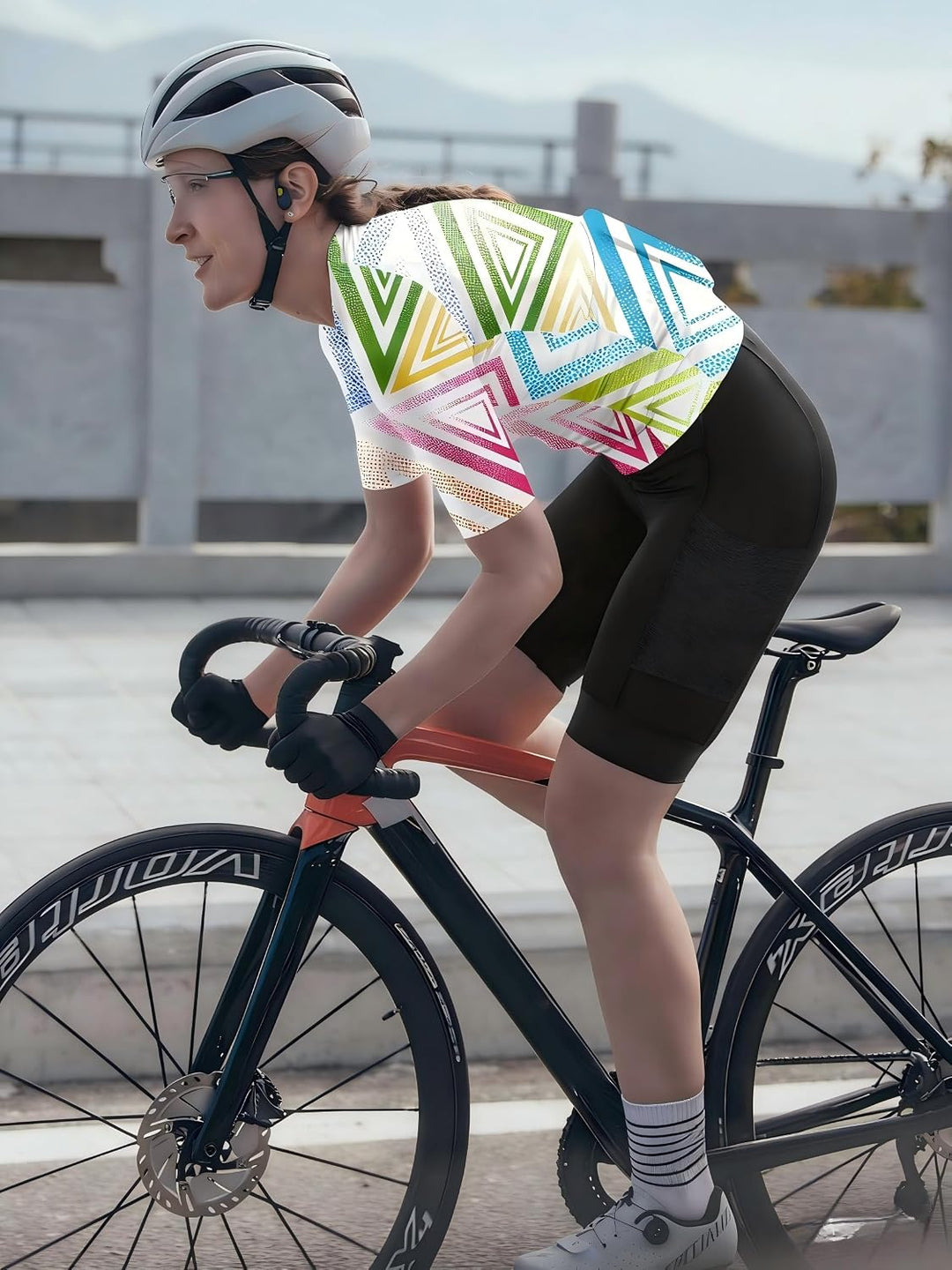 Wulibike Radtrikot Damen Langarm Fahrradtrikot Atmungsaktiv Rennrad Trikot mit 3 Rückentaschen 2-wei