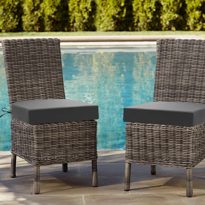 Stuhlkissen für draussen, 2er-Set, Terrassenstuhlkissen für Gartenmöbel, wasserdicht, mit Bändern, S