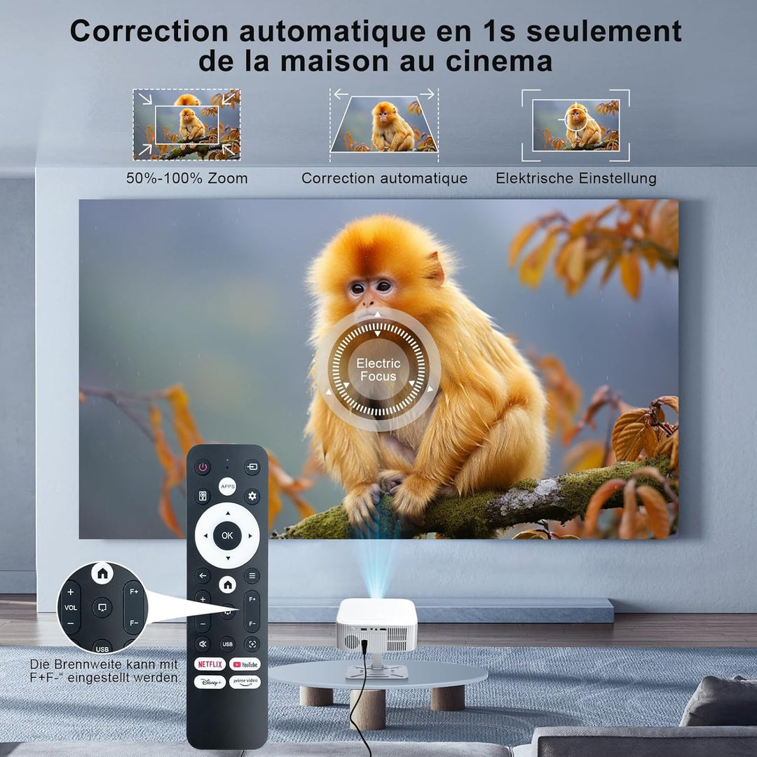 Salange Beamer,Kompatibel mit Netflix,Native 1080P Projektor Unterstützt 4K,mit WiFi und Bluetooth 5