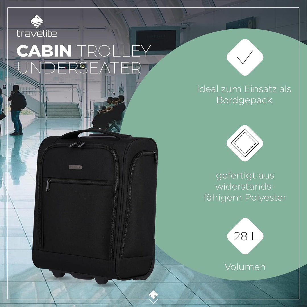 travelite 2-Rad Handgepäck Koffer mit Liquids Bag erfüllt IATA Bordgepäck Mass, Gepäck Serie CABIN U