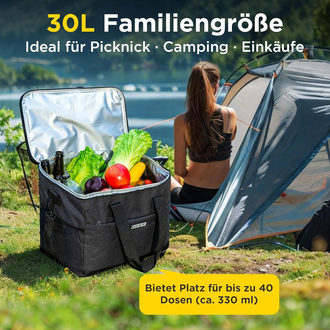 Kühltasche 30L Schwarz, Schwarz