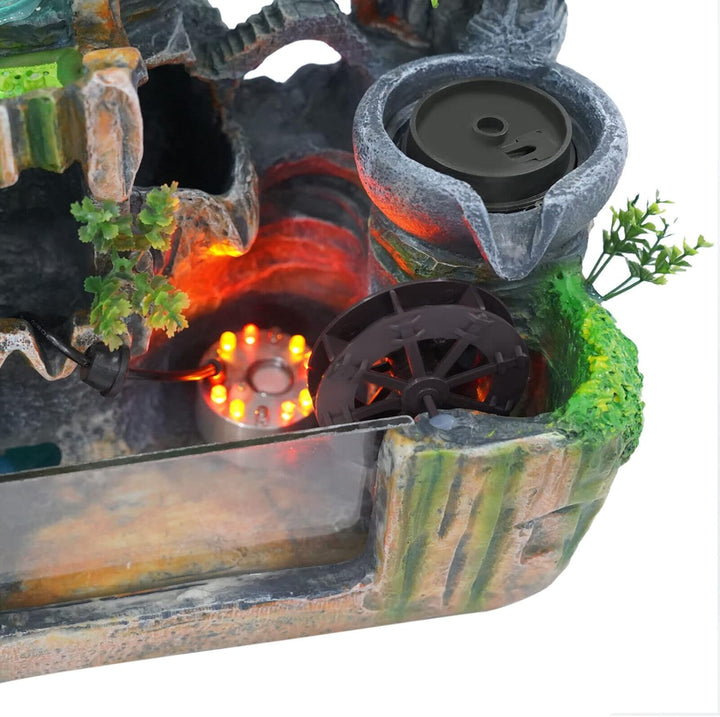 Zimmerbrunnen Wohnzimmer Wasserfall Tischbrunnen LED Desktop Bonsai Ornamente Grüne Pflanze Zimmerbr