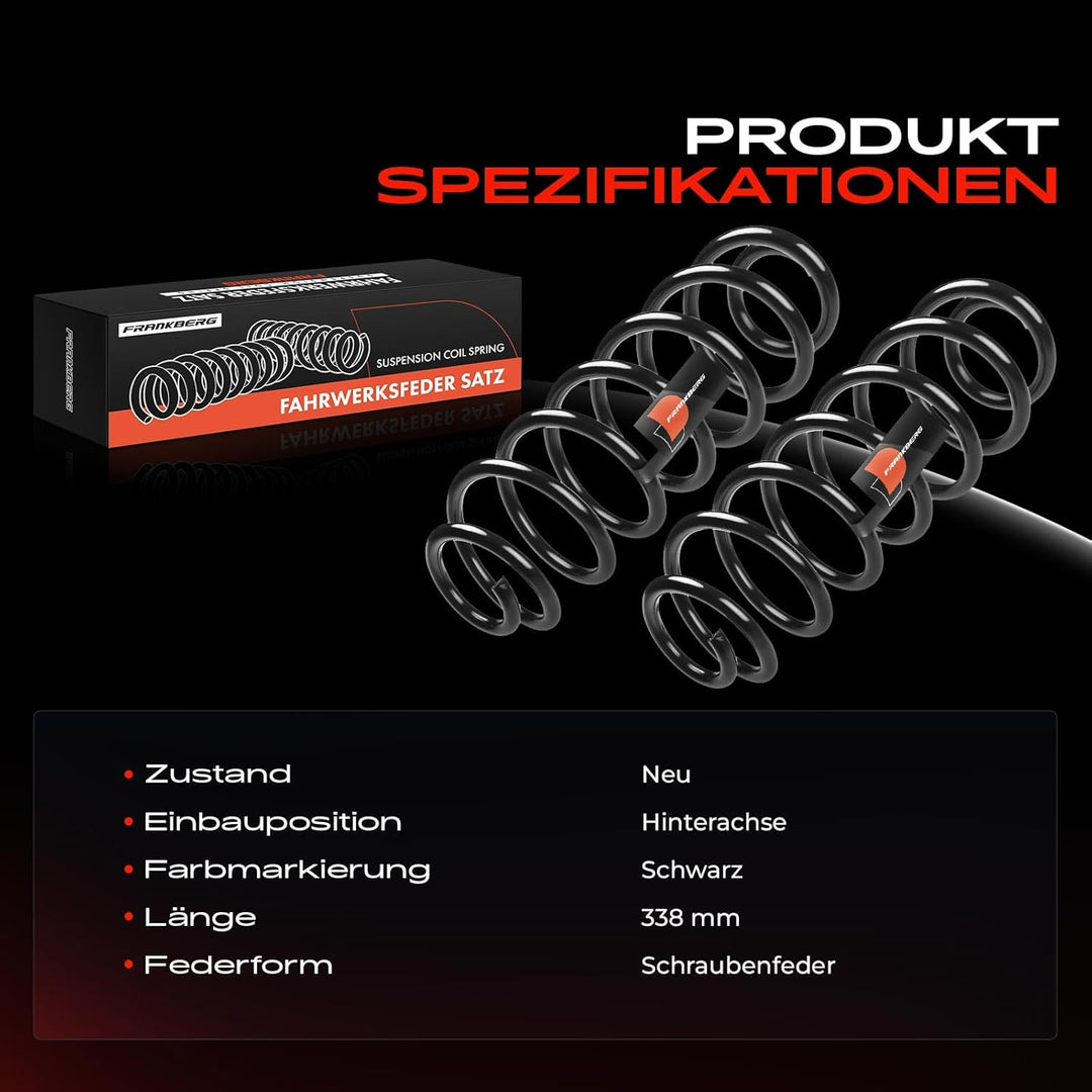 Frankberg 2x Federn Fahrwerksfeder Hinterachse Links Rechts Kompatibel mit B-Max JK 1.0L 1.4L 1.5L 1