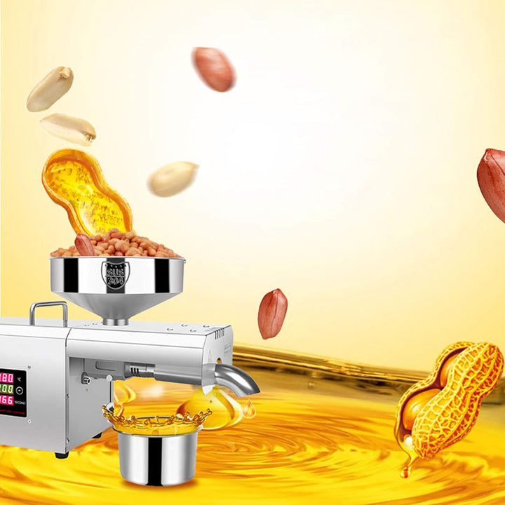 PUDLOR Automatische Ölpresse, Maschine Temperaturkontrolle Öl Extraktion Expeller Ölmühle 1500W EU-S