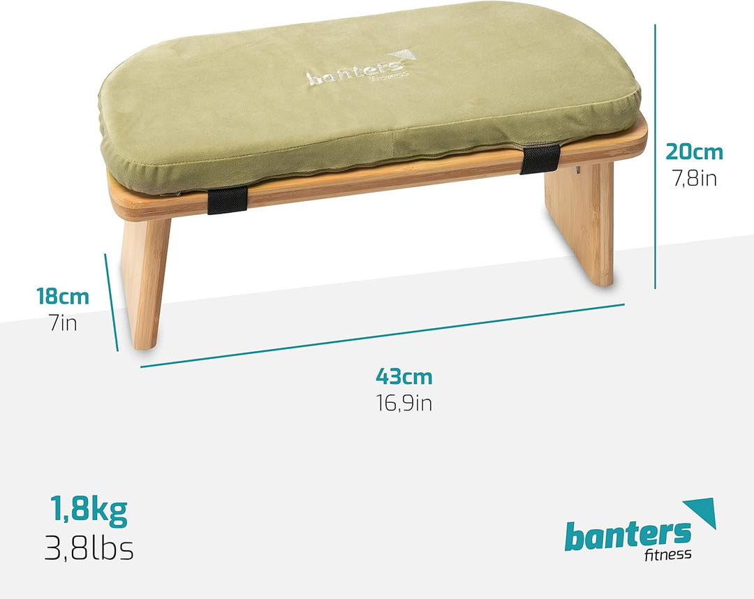 banters Meditationsbank aus Bambus, klappbarer Meditationshocker mit Kissen Hellgrün, Hellgrün