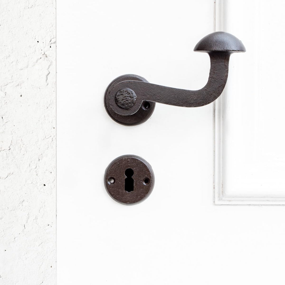 Antikas - Türklinken Garnitur zu altem Holztor mit Rosetten, Mittelalter Beschlag sehr aussergewöhnl