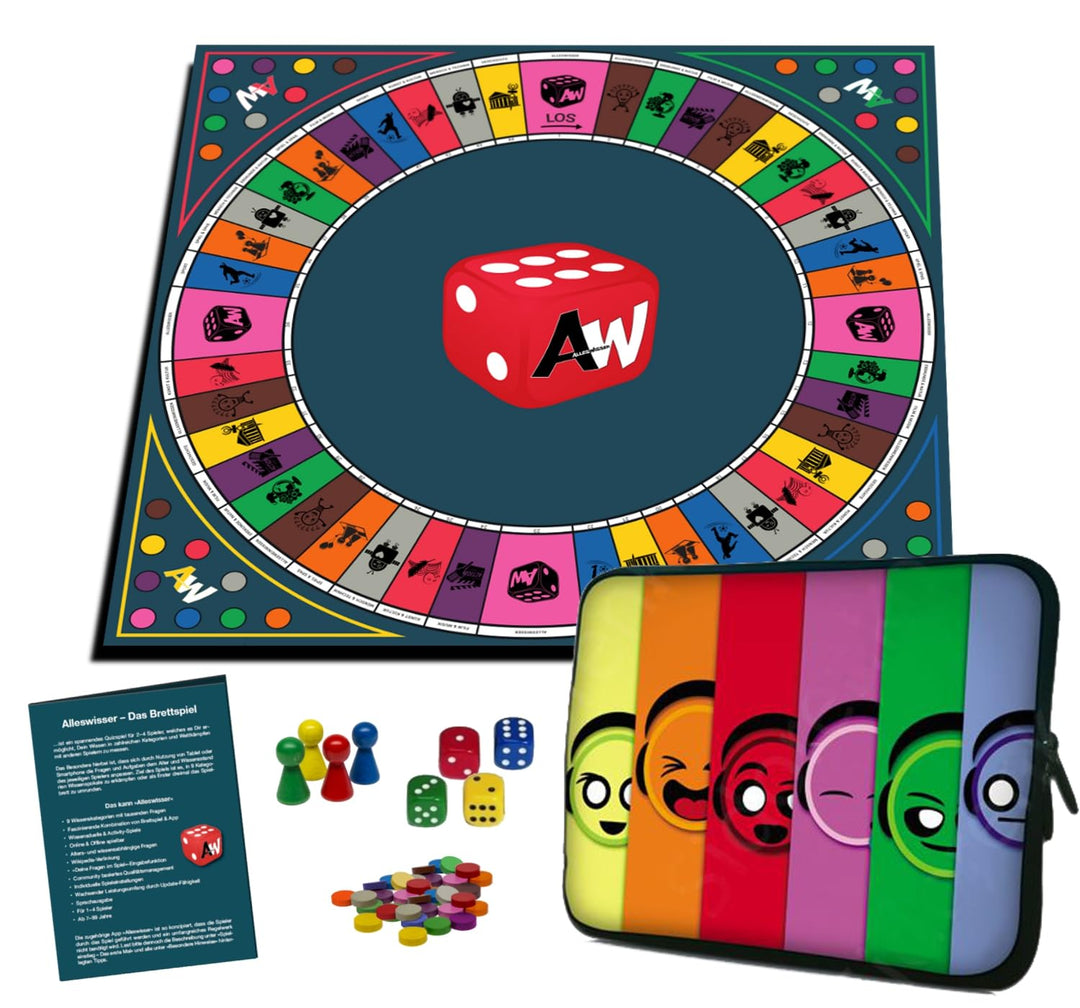 Alleswisser - Das Brettspiel, interaktives Quiz-, Wissens- und Familienspiel mit App für iOS und And
