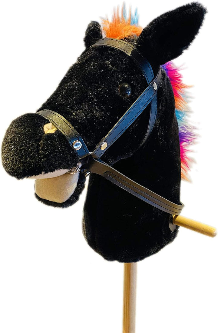 2883 Steckenpferd schwarz mit Pferdegalopp und Gewieher, 90cm