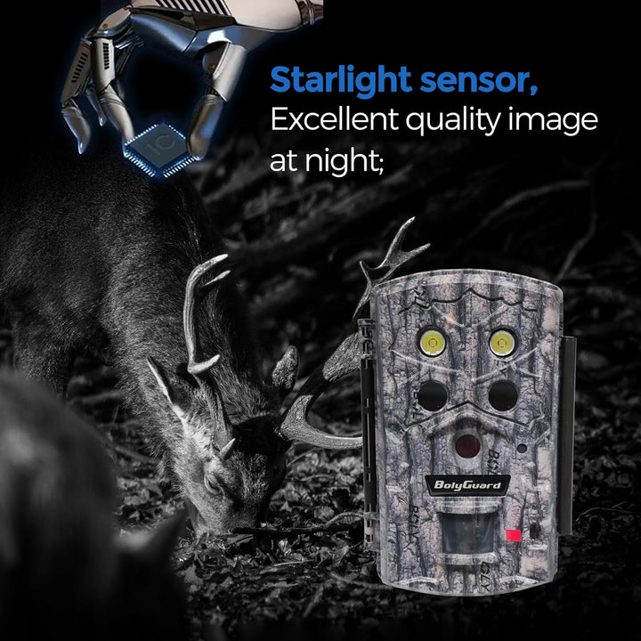 BolyGuard Wildlife Wildkamera 45MP 4K HD Jagdkamera 30,5 m Erfassungsreichweite 40 Stück 940 nm IR-L
