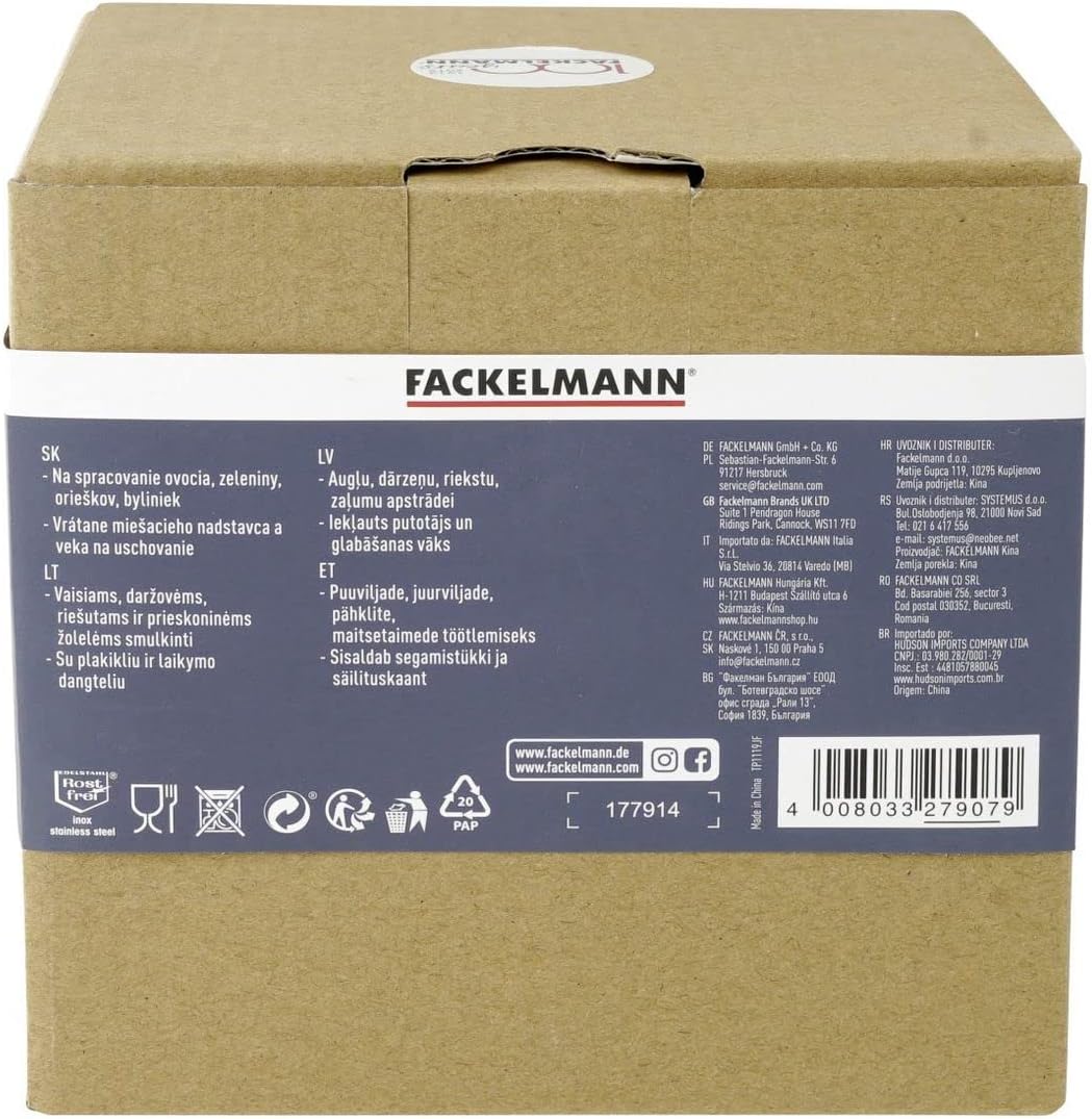 FACKELMANN 27907 Multi-Hacker #easyprepare, hochwertiger Multi-Zerkleinerer mit Seilzug, transparent