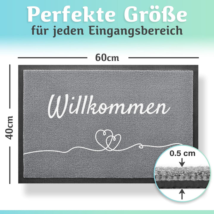 Fussmatte innen [waschmaschinenfest] in perfekter Grösse für die Haustür. Fussmatte schwarz 40x60 fu