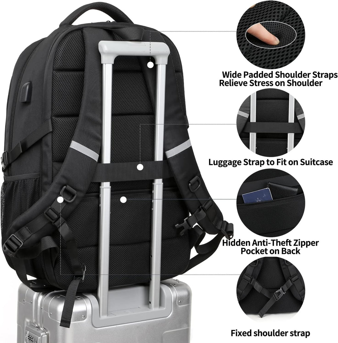 Extra Gross Rucksack Herren 55L,18.4 Zoll Laptop für Schule Arbeit mit USB Ladeanschluss Wasserdicht