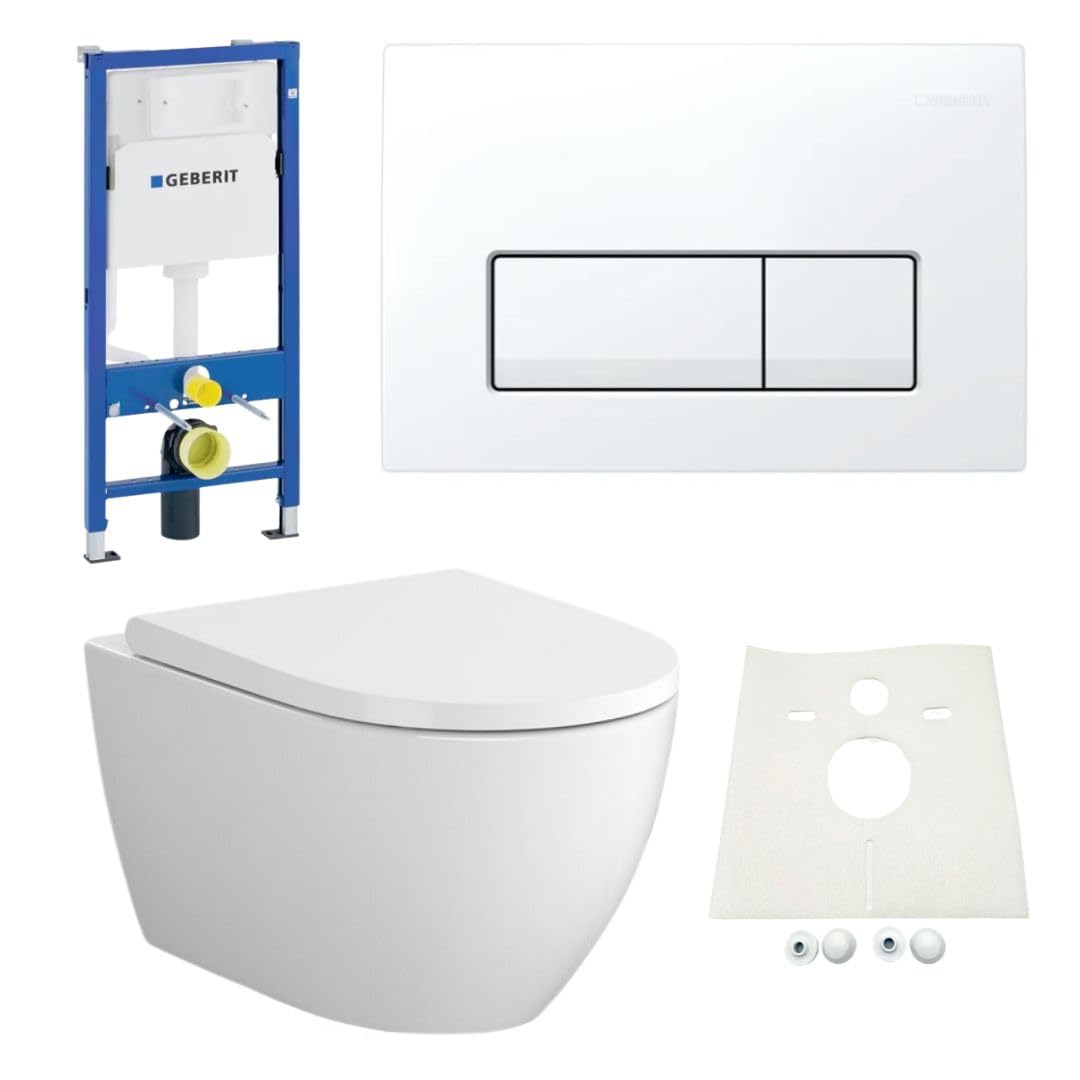 Geberit Vorwandelement + Bartolo WC + Drückerplatte + WC-Sitz Delta51 Star Star Delta51, Star Delta5