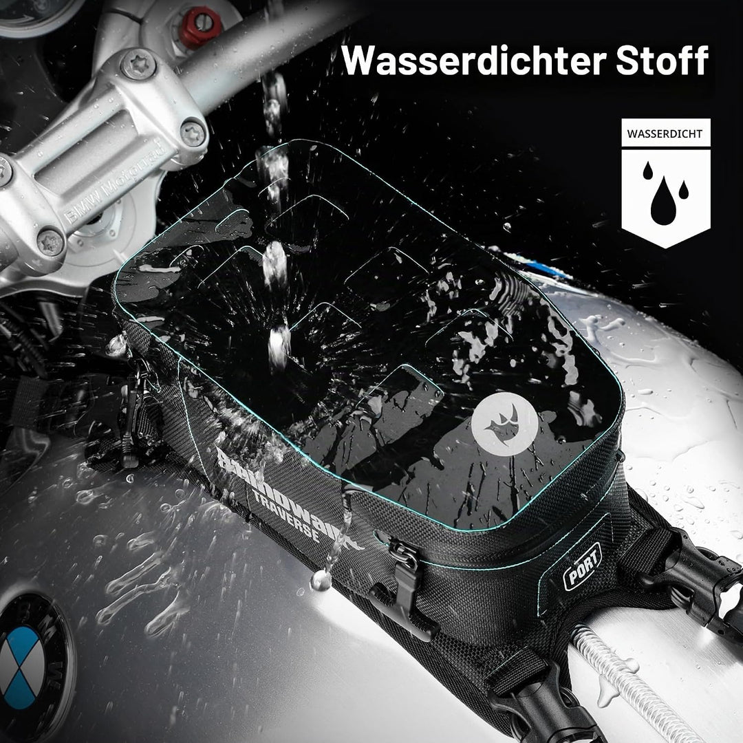 Rhinowalk Motorrad Tankrucksack Wasserdicht Hartschale Erweiterbar 2L Sitz Aufbewahrungstasche Tasch
