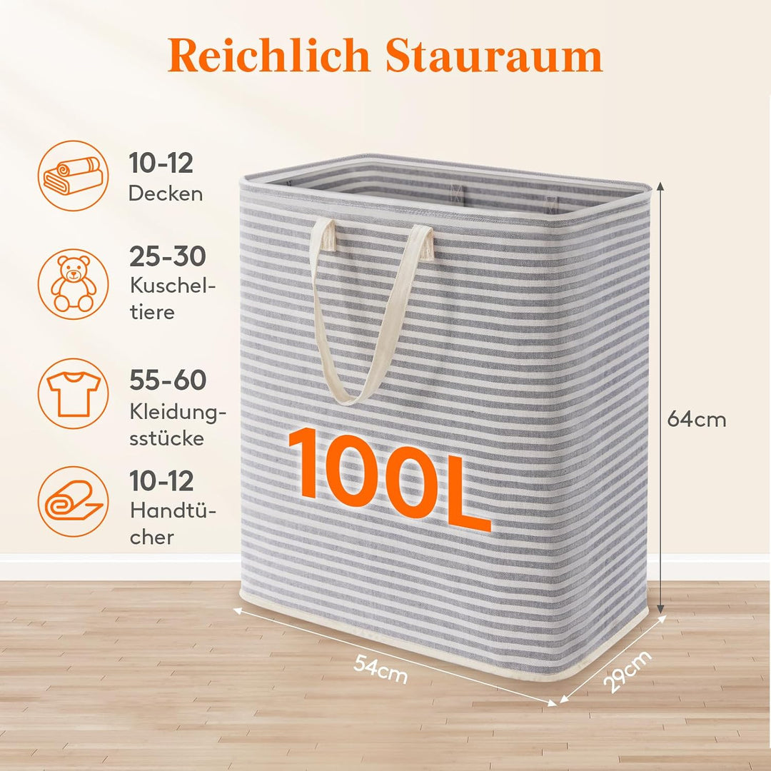 Lifewit 100L Wäschekorb Gross Wäschesammler Faltbar Wäschebox Wasserdicht Wäschesortierer Aufbewahru