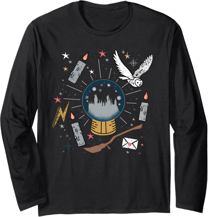 Harry Potter Hogwarts Holiday Snowglobe Hedwig Weihnachten Langarmshirt