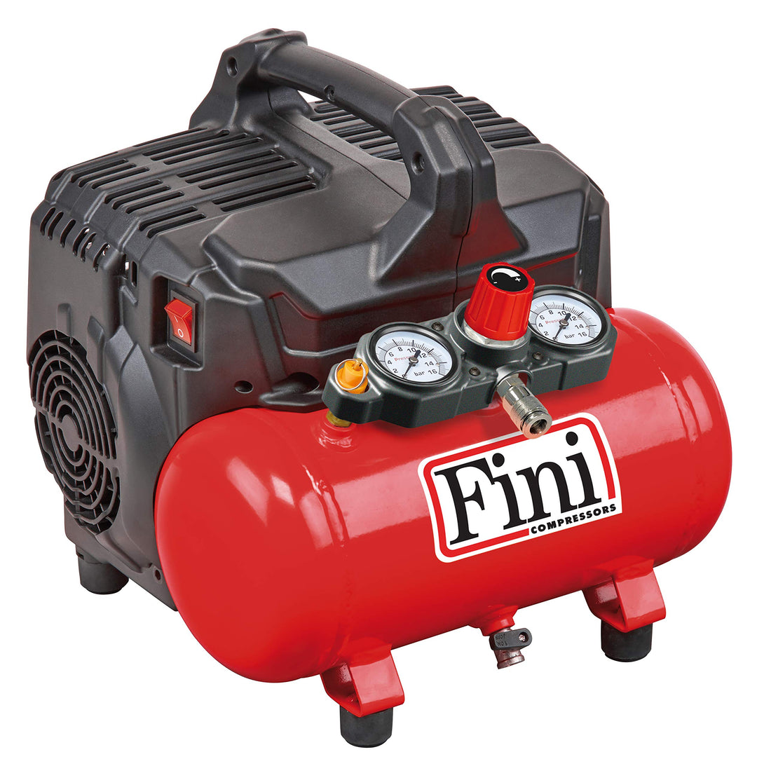 Fini D'aria Compressore Silenzioso 2 Manometri (59 dB) Silent Kompressor 2 Manometer (59dB), 6L, 1.0