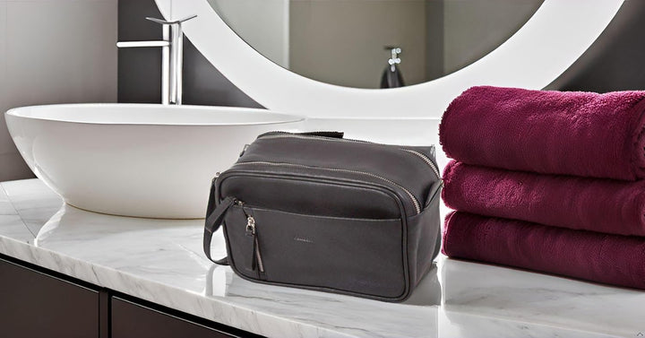 Alassio 47036 - Kulturtasche Salina, Kulturbeutel aus Echtleder, Reisetasche für Herren und Damen mi