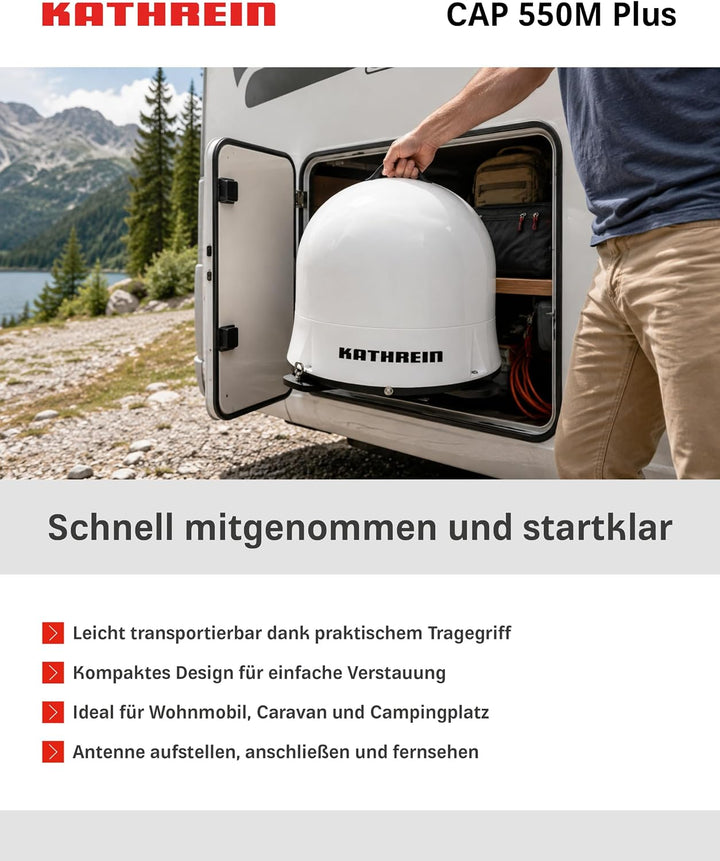 KATHREIN Cap 550M Plus – Vollautomatische Camping-Sat-Antenne – Weiss